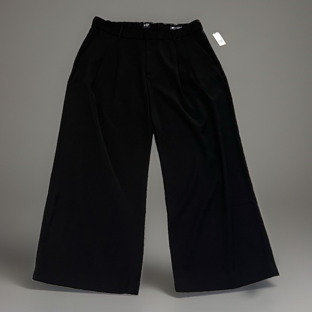 Gap 365 High Rise Trouser Pants Black Wide Leg Pleated NWT 16P